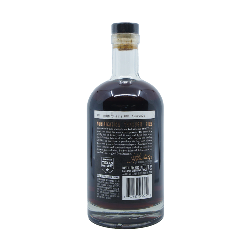 Balcones Brimstone Texas Scrub Oak Smoked Corn Whiskey (750mL)