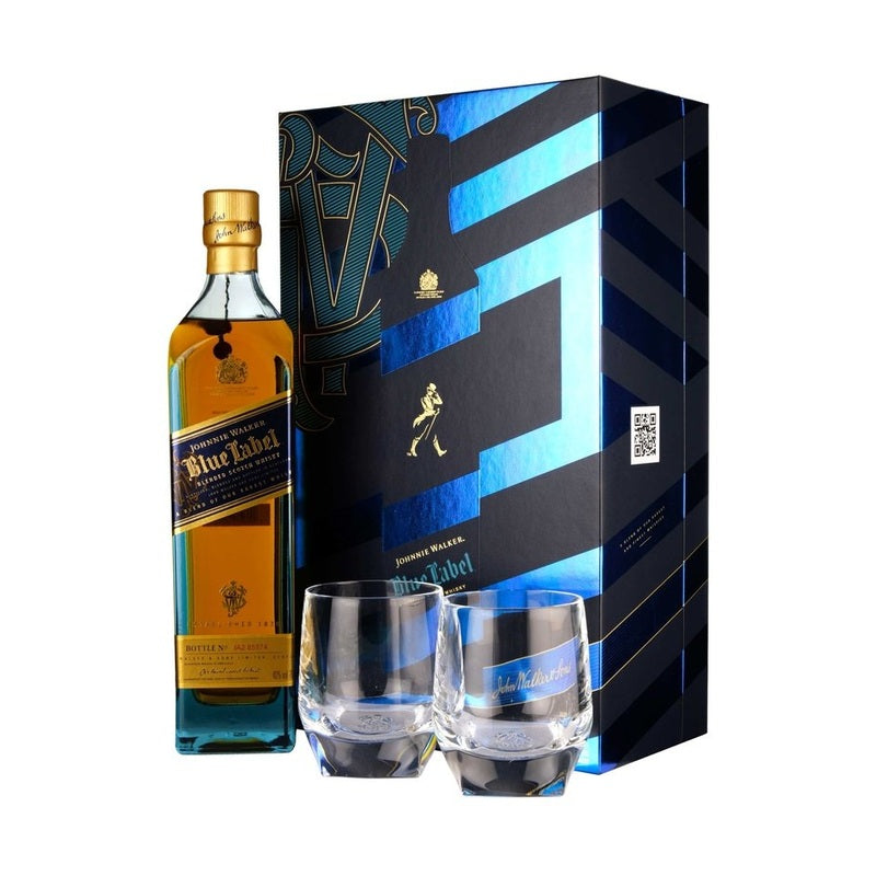 Johnnie Walker Blue Label Blended Scotch Whisky with Glasses Gift Set