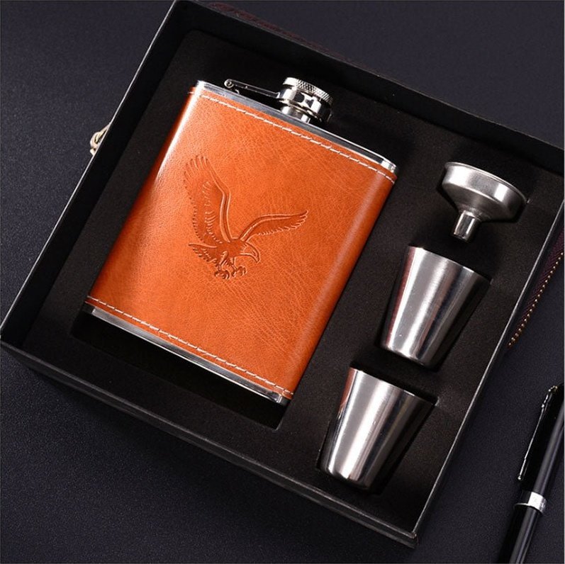 Stylish Portable Stainless Steel Flask Set