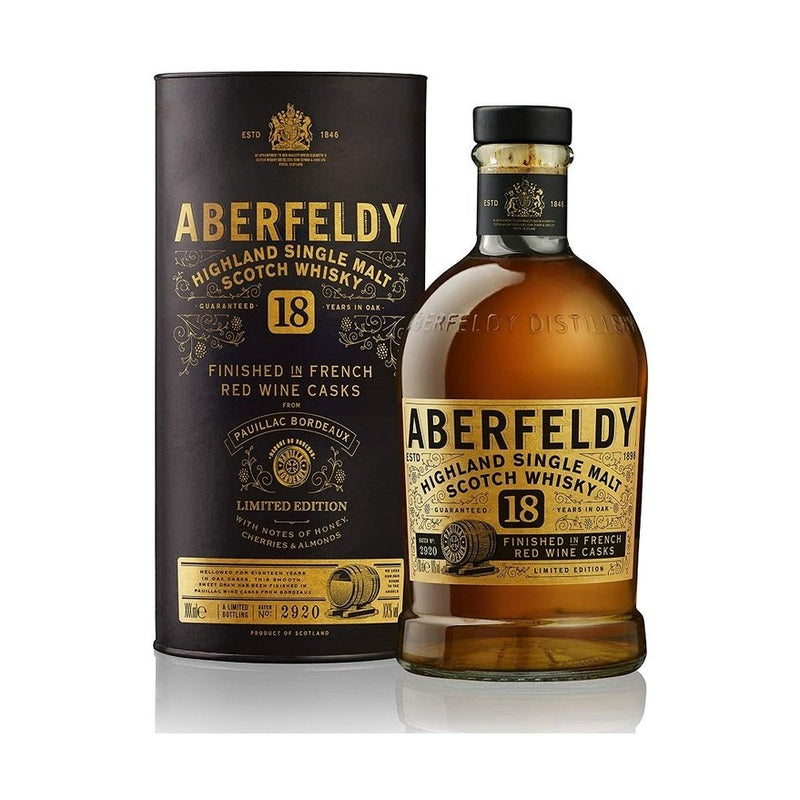 Aberfeldy 18 Year Old French Red Wine Casks Finish Highland Single Malt Scotch Whisky