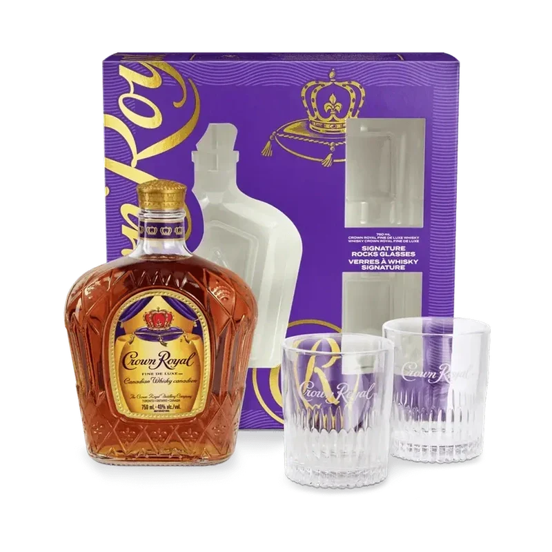 Crown Royal Canadian w/ Holiday Deluxe Rocks Glass Set
