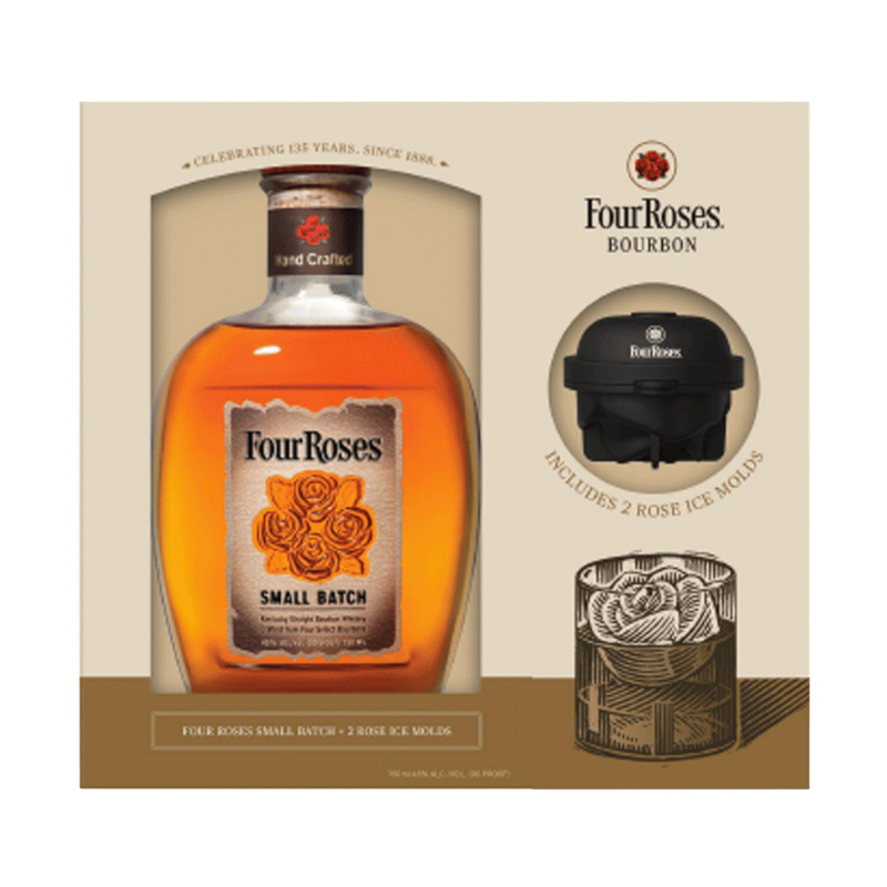 Four Roses Small Batch with 2 Rose Ice Molds Gift Set