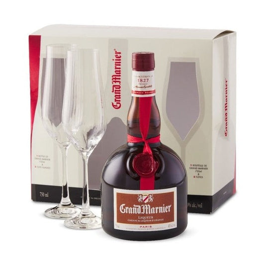 Grand Marnier Cordon Rouge Gift Set With 2 flutes