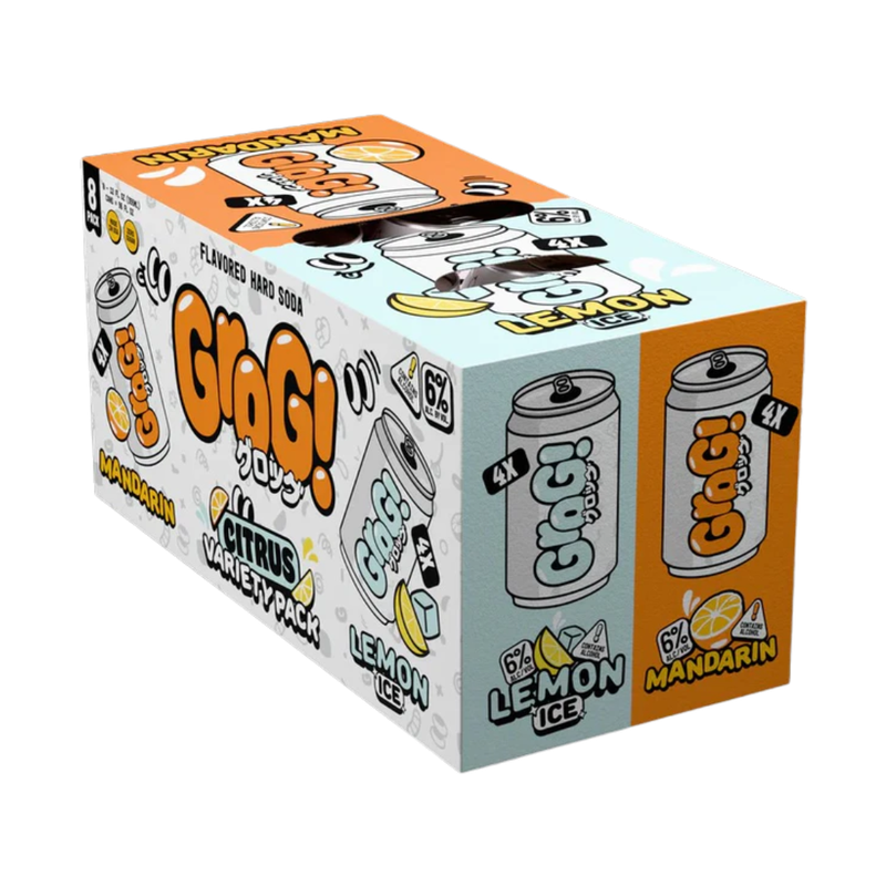 Grog Hard Soda Lemon & Mandarin Mixed 8 Pack Cans