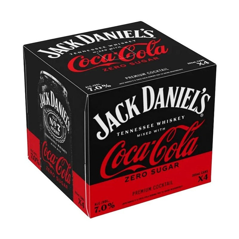 Jack Daniel's Whiskey & Coca-Cola Zero Sugar Canned Cocktail 4-Pack