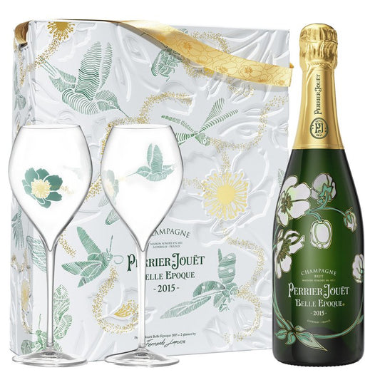 Perrier-Jouët Belle Époque Brut Champagne 2015 Gift Set with 2 Flutes - 750 mL