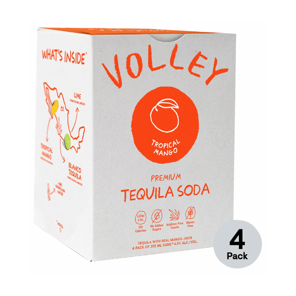 Volley Tropical Mango Tequila Seltzer 4-Pack