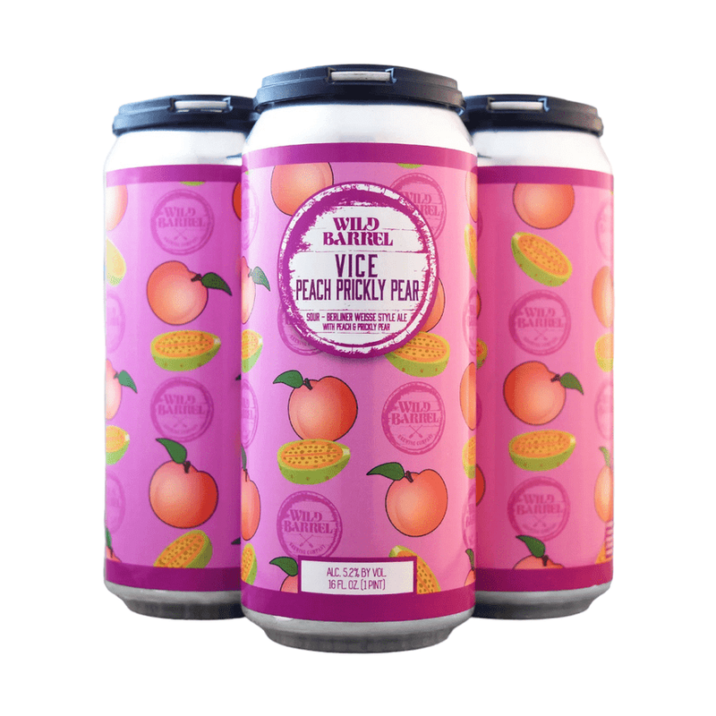 Wild Barrel Brewing 'Vice Peach Prickly Pear' Sour Ale Beer 4-Pack